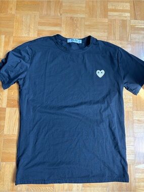 Comme des Garcons PLAY Black Tee with Small Heart Patch